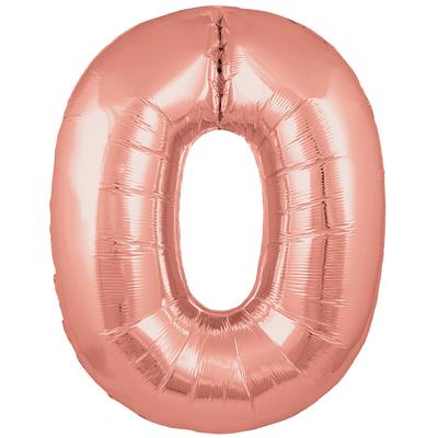 Oaktree 30inch Number 0 Rose Gold - Foil Balloons